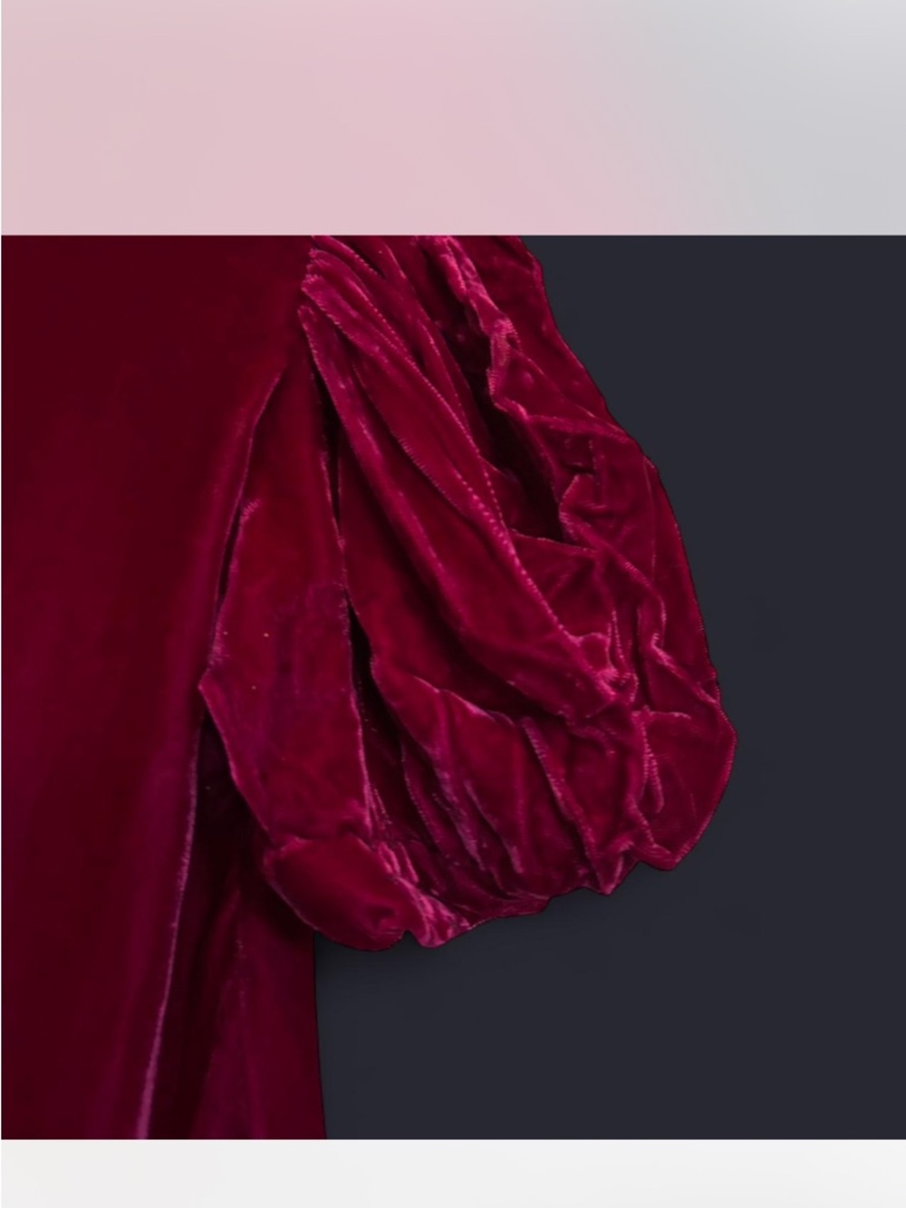 Vintage 70s romantic magenta velvet  dress  w puffed sleeves S